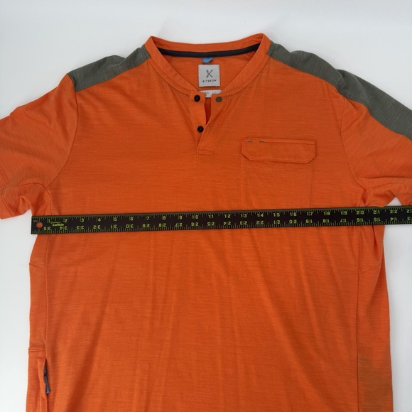 Kitsbow Mens Peformance Cycling Henley Orange Gray T Shirt Size XL Wool - Picture 7 of 8